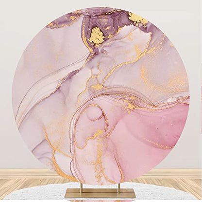 Yeele 6x6ft Abstract Art Marble Round Backdrop Pink Purple Gold Texture Marble Background for Photography Wedding Bridal Shower Girls Themed Birthday Decoration YouTube Polyester Photo Booth Props