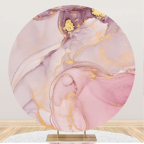 Yeele 6x6ft Abstract Art Marble Round Backdrop Pink Purple Gold Texture Marble Background for Photography Wedding Bridal Shower Girls Themed Birthday Decoration YouTube Polyester Photo Booth Props