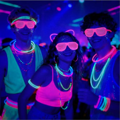 12Pcs Glow in The Dark Glasses,Neon Fluorescent Blacklight Eyeglasses Party Favors,Glow in The Dark Party Supplies,Glow Photo Booth Props for Birthday Wedding Christmas Halloween Concert