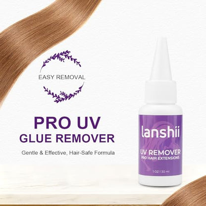 30ml UV Hair Glue Remover for Keratin Bonds Hair Extension Super Fast Remover for UV Curing Glue UV Lamp Hair Extensions Invisible Hair Extensions Eyelashes Extensions - color: 2 Pcs