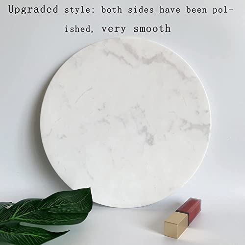Natural Round Marble Tray Glossy Pastry Board for Dessert, Cheese, Coffee, Smooth on Both Sides (Volakas White) - color: Volakas White