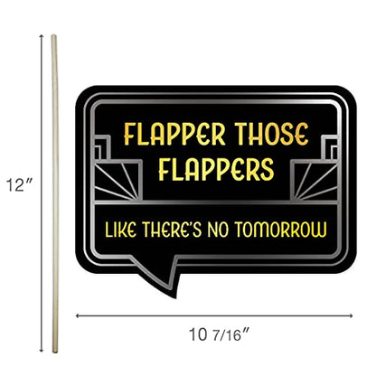 Roaring 20s Great Gatsby Decoration Kit - Includes Photography Backdrop & 10 Studio Selfie Photo Booth Props with Sticks - 1920's Twenties Theme Studio Background Banner Supplies - size: 20s Gatsby