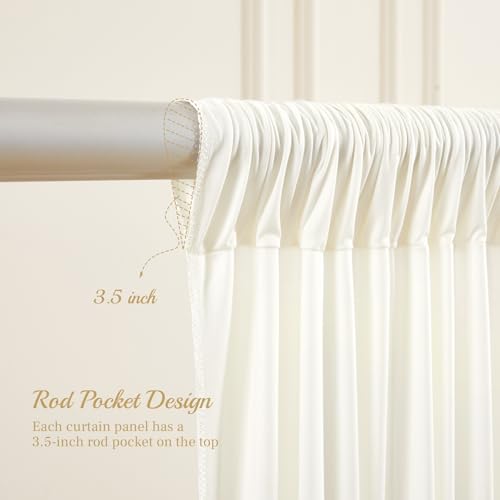 8x10FT Cream White Backdrop Curtains for Wedding Parties, Wrinkle Free Polyester Photography Backdrop Drapes for Wedding Baby Shower Birthday Parties Stage Background Stand Decorations 4x10ft,2 Panels - color: Cream White, size: W4' X H10'(2 Panels)