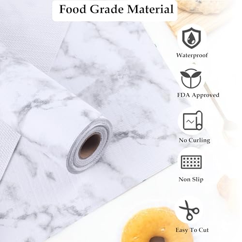 Shelf Liners for Cabinets 15 Inch Wide X 20 Ft Non Slip Waterproof Drawer Cupboard Liner Strong Grip Non Adhesivepantry Shelf Closet Liner for Kitchen Bathroom Refrigerator Dresser Drawer Mat Marble - size: 15"W x 240"L