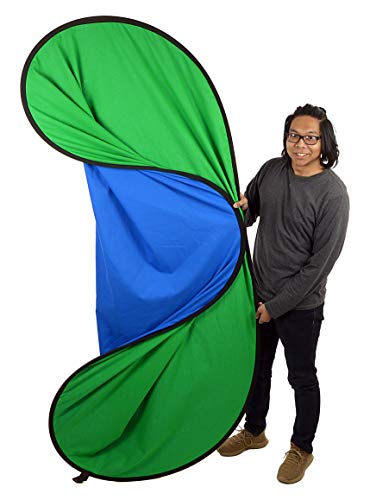 Fotodiox 5'x7' Collapsible Chromakey Green + Blue 2-in-1 Background, Backdrop kit w/Stand Support