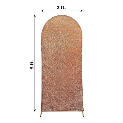 Efavormart 5ft Shiny Antique Gold Spandex Fit Round Top Backdrop Frame Stand Cover, 2-Sided Metallic Sparkly Wedding Arch Cover - color: Antique, size: 5 FT