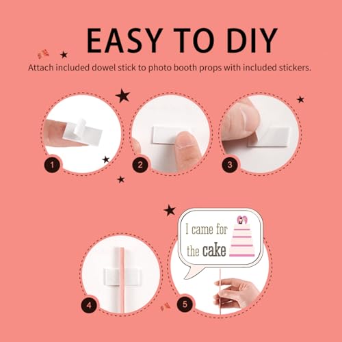 31 Pcs Wedding Photo Booth Props with Sticks,Funny Party Selfie Accessories for Bridal Shower, Bachelorette, Valentine's Day, Birthday & Graduation Decorations
