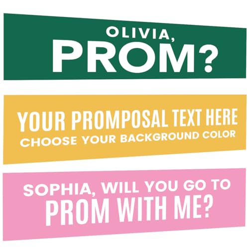 Andaz Press Personalized Will You Go To Prom With Me? Banner Sign, Prom Decorations 2026, Custom Proposal Ideas, Promposal For Her Him, Custom Text, Color Background, 13x48 Inch - color: Custom Text and Color Background