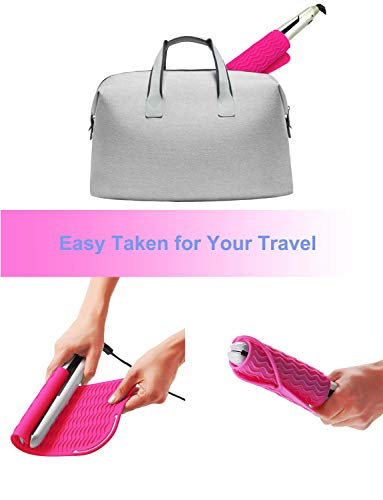 Heat Resistant Mat for Curling Iron, Flat Irons and Hair Straightener Hair Styling Tools 9" x 6.5", Food Grade Silicone, Pink - color: Pink