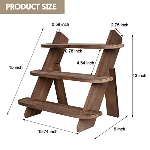 Wooden Display Stand, Tiered Cupcake Stand, 3 Tier Display Stand Riser, Rustic Risers Dessert Table Display Shelf Spice Rack Organizer Holder, Cologne Stand Perfume Organizer Stand - color: Walnut-3Tier