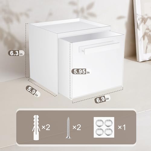 Disposable Face Towel Storage Box Compatible with Clean Skin Club Clean Towel XL Acrylic Facial Towels Holder with Drawer Wall-Mounted Makeup Organizer for Vanity, Bathroom (Glossy White) - color: Glossy White