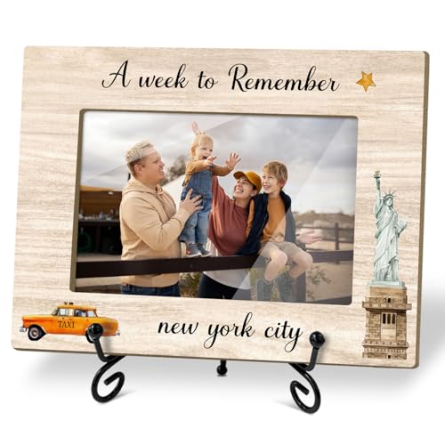 New York Vacation Frame - A Week To Remember,Family Vacation Honeymoon Holiday Trip, 4 x 6 Picture Frame with Stand for Tabletop Display, Birthday Gifts - New York - color: Frame25