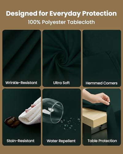 Utopia Kitchen Rectangle Table Cloth 1 Pack, Tablecloth Machine Washable, Polyester Table Cover for Dining, Buffet Parties, Picnics, Events, Weddings and Restaurants (60x84 Inches, Hunter Green) - color: Hunter Green, size: 1 Pack 60x84 Inch Tablecloth