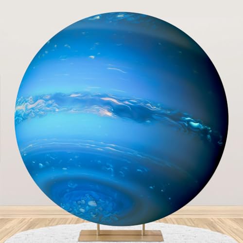 Diameter 4ft Universe Neptune Round Backdrop Cover Cosmic Outer Space Planet Photography Background Solar System Backgrounds for Kids Birthday Party Decor Adults Portrait Photo Booth Props - color: Neptune, size: 4x4ft-polyester