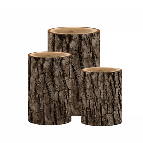 NIVIUS PHOTO Simulated Tree Stump Spandex Pillar Cover for Metal Cylinder Pedestal Stands - 3 Pieces - Covers Only, Stands are not Included (NO-228) - color: No-228