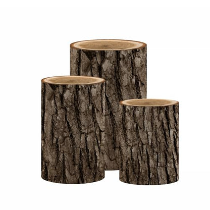 NIVIUS PHOTO Simulated Tree Stump Spandex Pillar Cover for Metal Cylinder Pedestal Stands - 3 Pieces - Covers Only, Stands are not Included (NO-228) - color: No-228