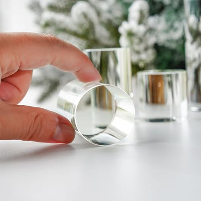 ZEERSHEE 4-Pack Clear Glass Cylinder Display Risers Crystal Blocks Display Stand for Collectibles Art Craft Transparent Solid Bases for Jewelry Cosmetic Crafts Closet Show(4''/3.2''/2.4''/1.6'')