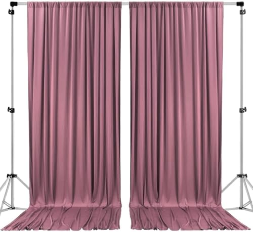 AK TRADING CO. 10 feet x 8 feet IFR Polyester Backdrop Drapes Curtains Panels with Rod Pockets - Wedding Ceremony Party Home Window Decorations - Dusty Rose - color: Dusty Rose, size: 10 ft x 8 ft
