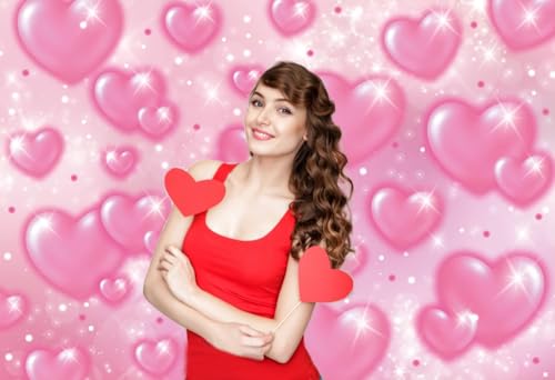 7x5ft Valentine's Day Backdrop Pink Heart Early 2000s Backdrop Mother's Day Wedding Bridal Shower Party Decor Banner - size: 7x5ft