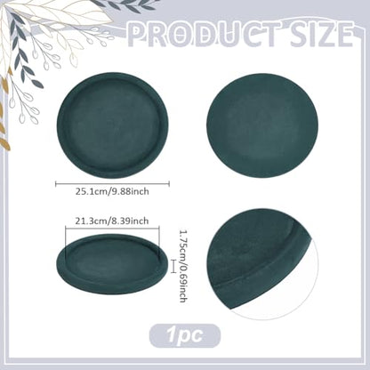 UNICRAFTALE Round Jewelry Organizer Plate Velvet Jewelry Display Tray Dark Green Dish Showcase Display Organizer Trinket Storage for Women Ring Earring Necklace 8.26 Inch Inner Diameter - style: Round