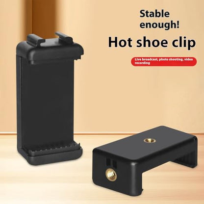 Flexible Mobile Mounting Systems Cold Shoe & Double Screw Holes Adjustable Phone Clip for Photography Accessories Expandable Phone Holder with Cold Shoe Mount