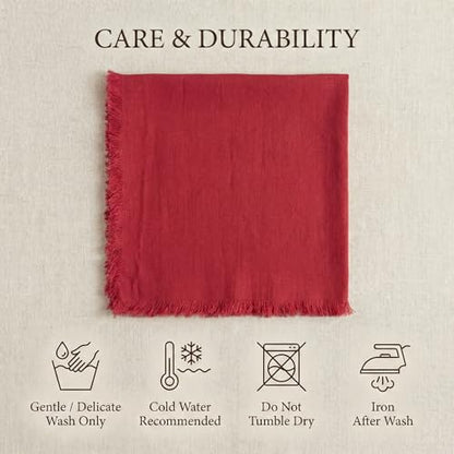 ACCENTHOME Red Cotton Linen Napkin Set of 12 18x18 inch Dinner Napkins - Washable Soft Premium Hotel Quality Reusable Hemmed Edges Napkins Perfect Table Linens for Family Dinners, Weddings - color: 06 - Red, size: 18"x18" - Pack of 12