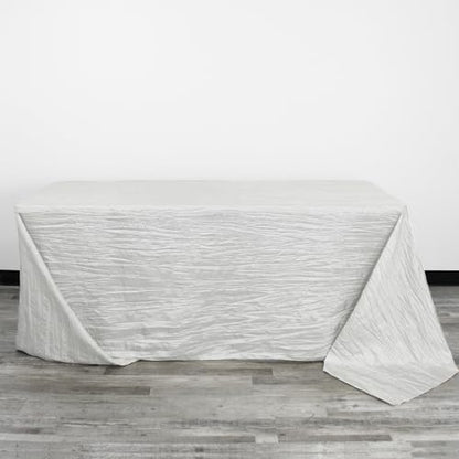 YOUR CHAIR COVERS - 90 x 132 Inch 6ft White Rectangular Crinkle Taffeta Tablecloth – Elegant Table Linen for Rectangular Tables, Weddings & Special Events - color: White, size: 132" x 90" (Rectangular)