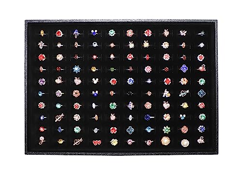 Wudygirl Ring Holder 100 Slots Ring Organizer Stackable Jewelry Tray for Drawer(100 Slots) - color: Black 100 Ring, size: 1 Pcs