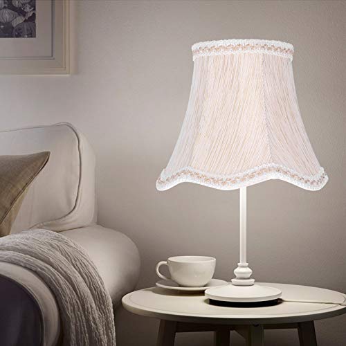 6Pcs Scalloped Fabric Lampshade, E14 Clip On Droplight Wall Lamp Candle Chandelier Lamp Shade Modern Lamp Cover