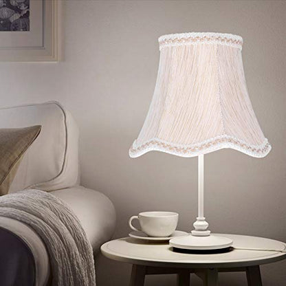 6Pcs Scalloped Fabric Lampshade, E14 Clip On Droplight Wall Lamp Candle Chandelier Lamp Shade Modern Lamp Cover