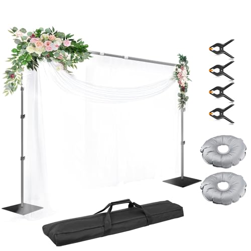EMART Backdrop Stand, 10x10ft Width Adjustable Photography Background Support Poles with Heavy Duty Flat Base, Photo Metal Steel Pipe and Drape Frame Kit for Parties Birthday Wedding - Black - color: Black, size: 10x10ft
