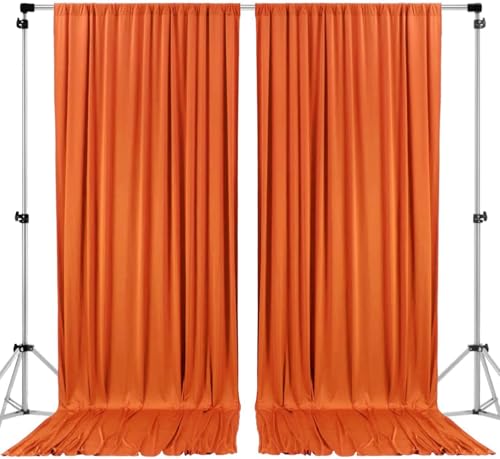 AK TRADING CO. 10 feet x 8 feet Polyester Backdrop Drapes Curtains Panels with Rod Pockets - Wedding Ceremony Party Home Window Decorations - Orange (DRAPE5X8-ORANGE) (Pack of 2) - color: Orange, size: 10 ft x 8 ft
