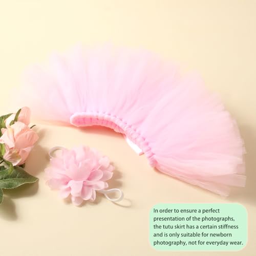 Ylsteed Newborn Girls Photography Prop Infant Tutu Skirt Newborn Lace Tulle Skirt Girl Photo Shoot Outfits Infant Princess Costume Clothes Photo Props-Light Pink - color: Pink