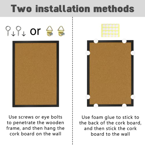 OWLKELA 2 Pcs Cork Board, 17.7"X 13.3" Bulletin Board, Vision Board, Notice Pin Board, Ideal for Office & Home Decor, School Message Board - size: 2 Pcs 13.3 x 17.7 inch