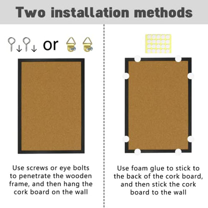 OWLKELA 2 Pcs Cork Board, 17.7"X 13.3" Bulletin Board, Vision Board, Notice Pin Board, Ideal for Office & Home Decor, School Message Board - size: 2 Pcs 13.3 x 17.7 inch