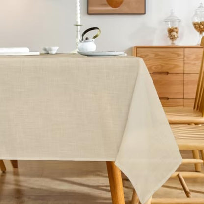 Natural Linen Rectangle Tablecloth, Slubby Textured Fall Lightweight Table Cloth 60 x 84 Inch, Water Resistant Stain Resistant Farmhouse Burlap Table Cover for Kitchen Dining Room, Khaki - color: Khaki, size: 84" x 60" (Rectangular) (1 Pack)