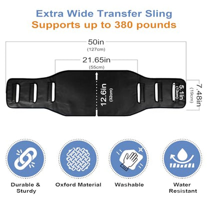 Transfer Belt Transfer Sling - Padded Gait Belt - Heavy Duty Patient Lift, Mobility Standing and Lifting Aid for Disabled, Elderly, Injured - Safely Move from Bed and Wheelchair(Black) - color: Black 2