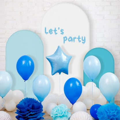 SmoothNovelty Set of 3 Wedding Arch Cover 4ft/5ft /6ft Spandex Fitted Wedding Arch Stand Covers 2 Sided Round Top Backdrop for Birthday Party Baby Shower Ceremony Banquet(Lake Blue, White, Sky Blue) - color: Lake Blue, White, Sky Blue