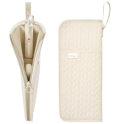KarSyon Hot Tools Organizer Heat Resistant Mat Case Hair Tools Holder Travel Bag Portable Hair Styling Tools Cover Pouch for Curling Iron,Flat Iron,Hair Straightener (Beige) - color: Beige