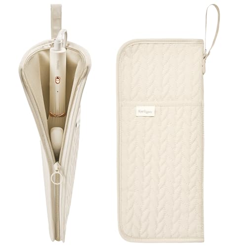 KarSyon Hot Tools Organizer Heat Resistant Mat Case Hair Tools Holder Travel Bag Portable Hair Styling Tools Cover Pouch for Curling Iron,Flat Iron,Hair Straightener (Beige) - color: Beige
