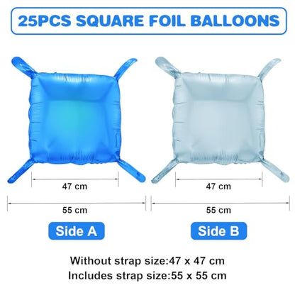 Blue Square Foil Balloon Wall,25Pcs Double Sided Balloons Backdrop Helium Polyester Film Balloon Tunnel Arch Garland Kit for Birthday Bridal Anniversary Baby Shower Party Decorations - style: Blue