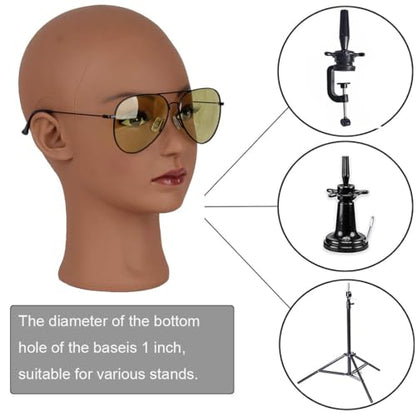 HAIRWAY Mannequin Head Bald Female Professional Cosmetology Training Head Bald Manikin Doll Head with Free T-pins Wigs Head Stand for Display(Dark Brown 21.5 Inch) - color: Female Bald Head 21.5“ Dark Brown