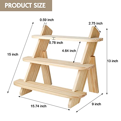 Wooden Display Riser,3 Tier Earring & Ring Holder Stands,Farmhouse Cupcake Stands ,Table Display Stand For Vendors,Organizer Showcase for Tabletop Shows and Home Using ,Wood Rustic Risers - color: Natural-3Tier
