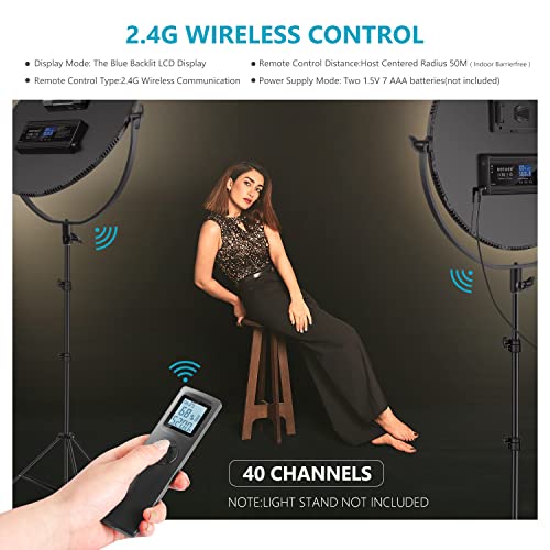 Neewer LED Bi-Color Studio Round Lighting, Ultra Thin Studio Edge Flapjack Light, 18''/45.5cm 70W Dimmable Portrait Light with AC Adapter/2.4G Wireless Remote (Battery/Light Stand Not Included) - style: Bi-Color