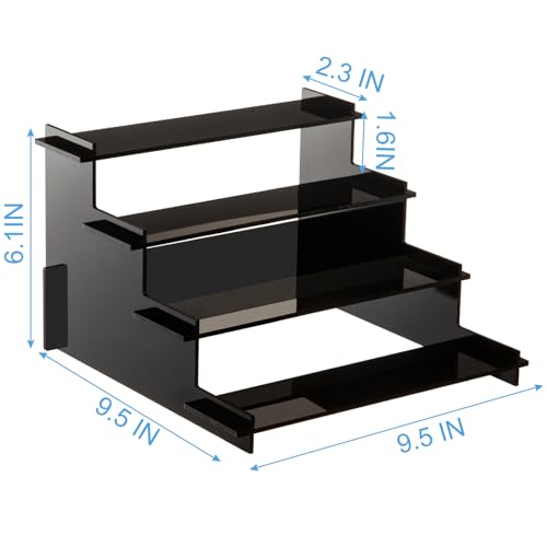 HENABLE 4 Tier Black Acrylic Display Risers, Perfume Organizer Stand, Cupcake Stand Holder, Shelf Risers for Display Stands for Funko POP Figure, Dessert Shelves for Party, Decoration - color: Black
