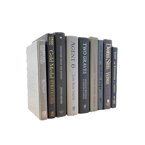 Decorative Accent for Home Decor – Real Books by Color® Interior Styling Piece for Bookshelf, Coffee Table, Design Display (Set of 3, Gray) - color: Grey, size: Set of 3