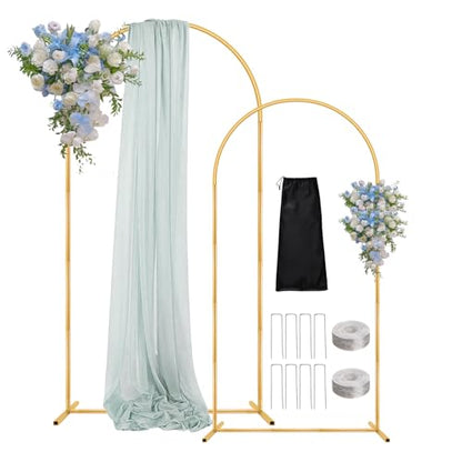 Arch Backdrop Stand, 7.2FT 6FT Wedding Arch Gold Set of 2, Metal Balloon Arch Kit Stand with Base for Gender Reveal Ceremony Birthday Anniversary Bridal Graduation Party Event Background Decoration - size: 7.2FT+6FT