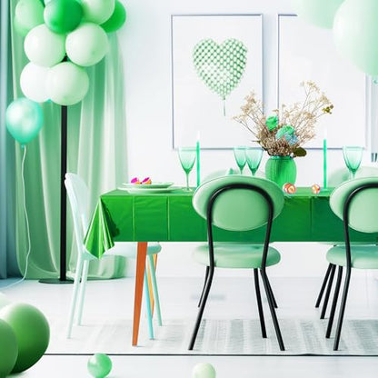 2pcs Green Foil Tablecloth 54*72 Inch Jungle Safari Wild One Birthday Party Table Cloths Plastic Disposable Waterproof Table Cover for Christmas Wedding Baby Shower Graduation Party Supplies - color: Green