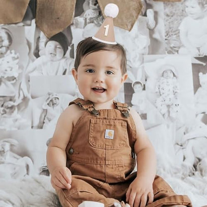 Boho First Birthday Hat-Natural 1st Birthday Boho Decorations,One Birthday Costume Headwear,Cake Smash Photo Prop - color: Brown