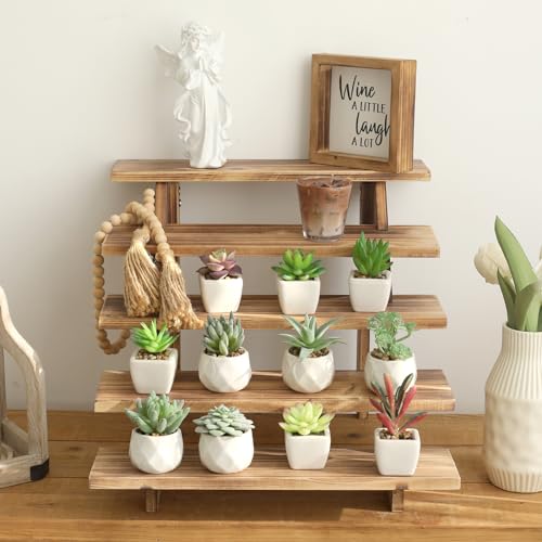 SwallowLiving 5 Tier Wooden Rustic Cupcake Stand for 30 Cupcakes, Stepped Wood Display Stand for Weddings, Tiered Party Table Display Riser for Food , Dessert, Cookie, Decor, Craft Show, Burnt - color: Burnt | 5-tier